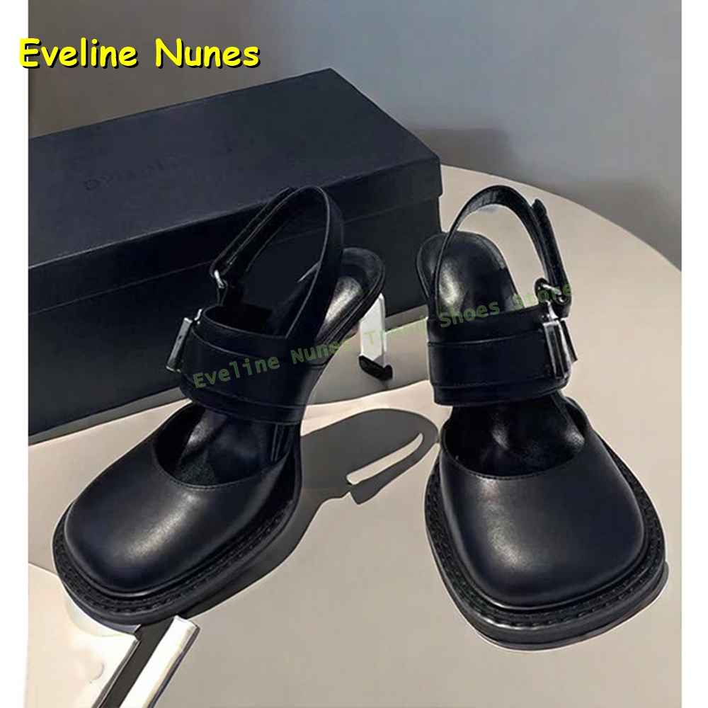 Women's Black Square Toe Buckl - Sandals 评论和价格