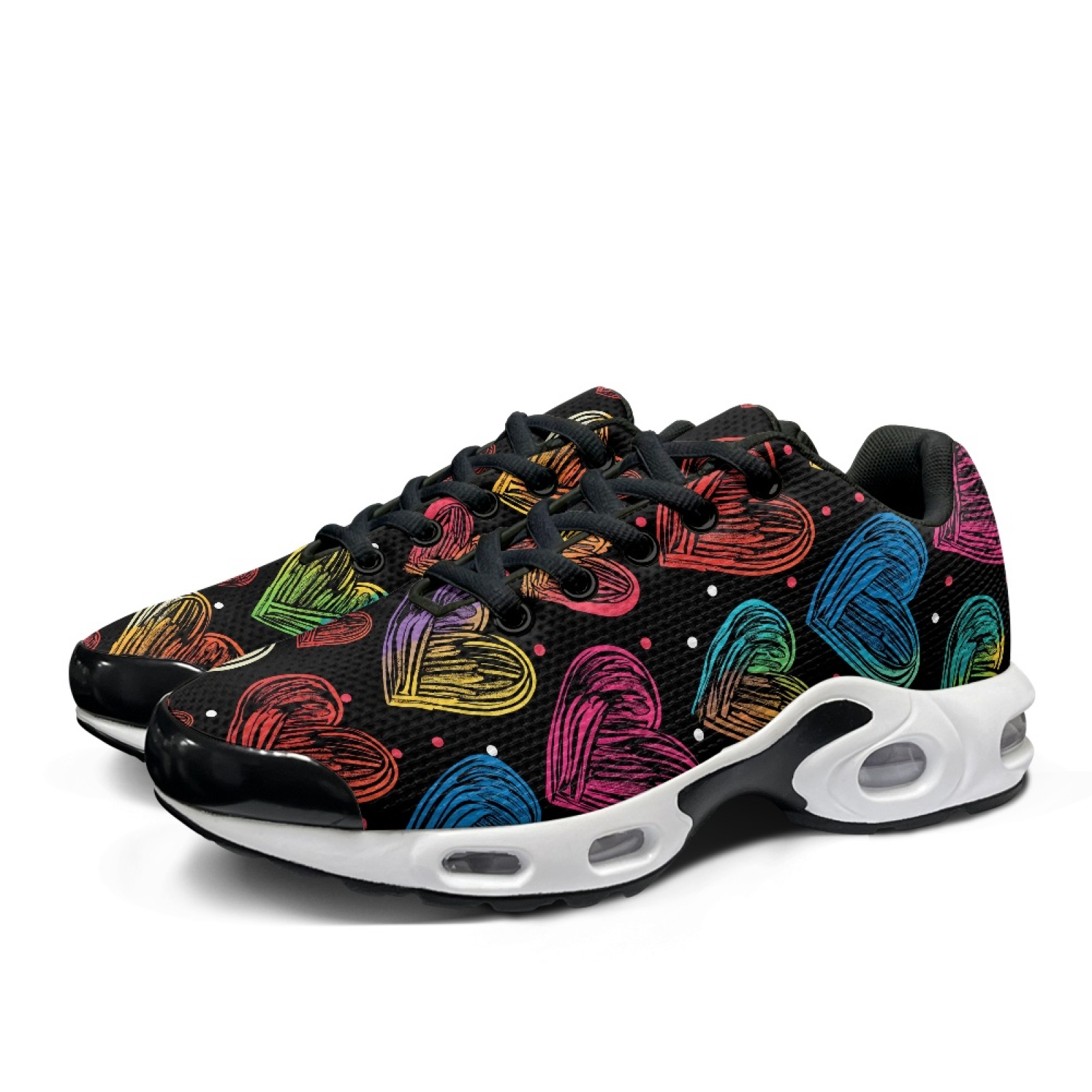 PENSTROLL Colorful Hearts Patt - Air Cushion Jogger Shoes Men 评论和价格