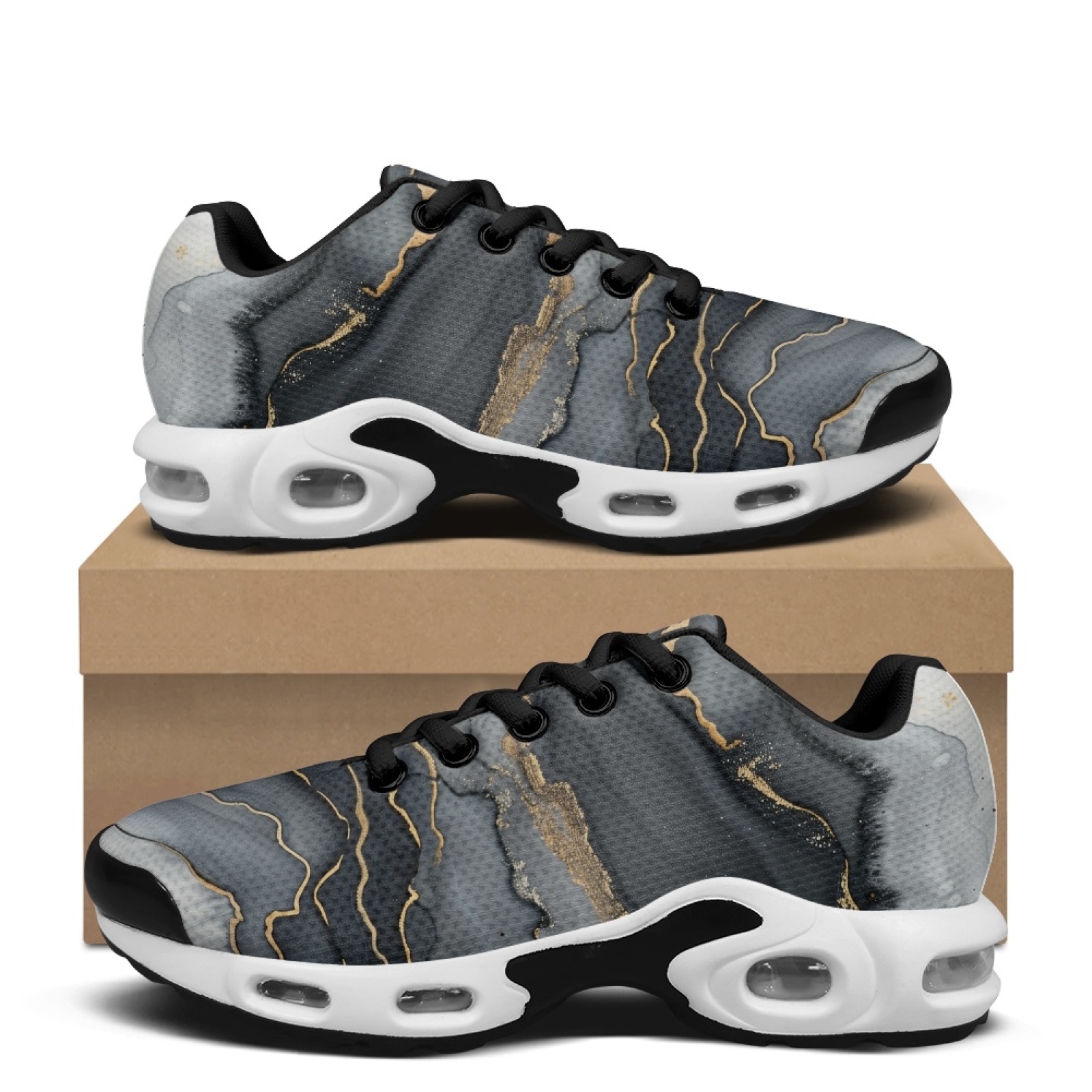 PENSTROLL Black Gold Marble Ai - Air Cushion Jogger Shoes Men 评论和价格