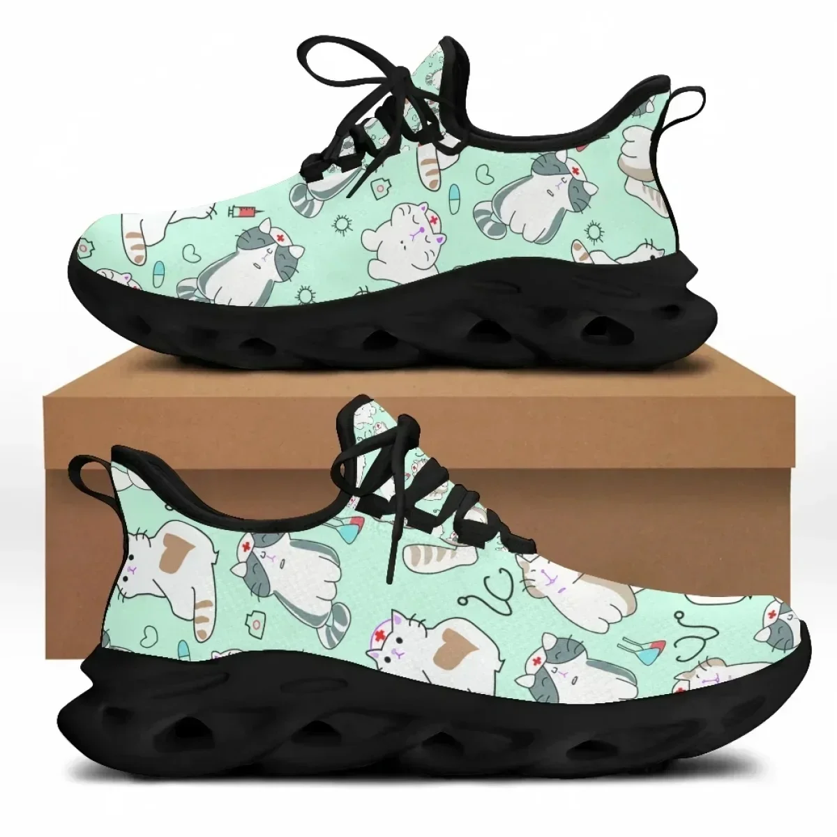 Hot Summer Spring Women Lace U - Knit Fabric Lace Up Sneakers 评论和价格